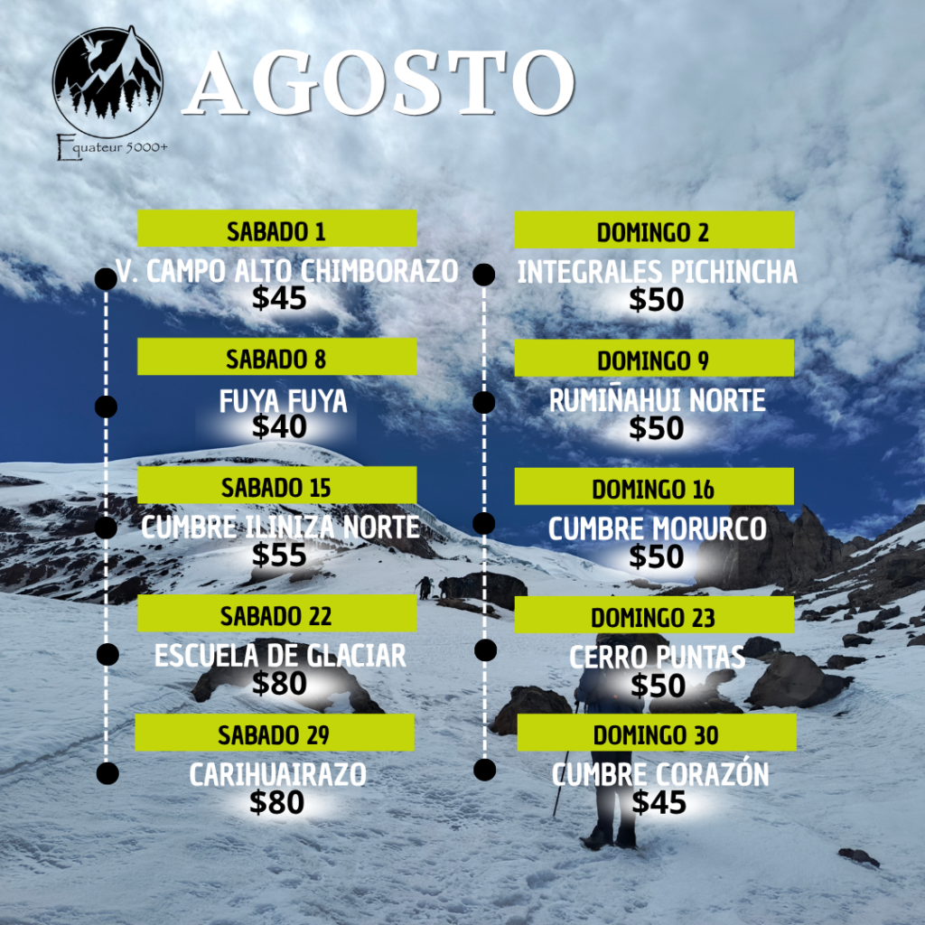 CRONOGRAMA MONTAÑERO DE AGOSTO